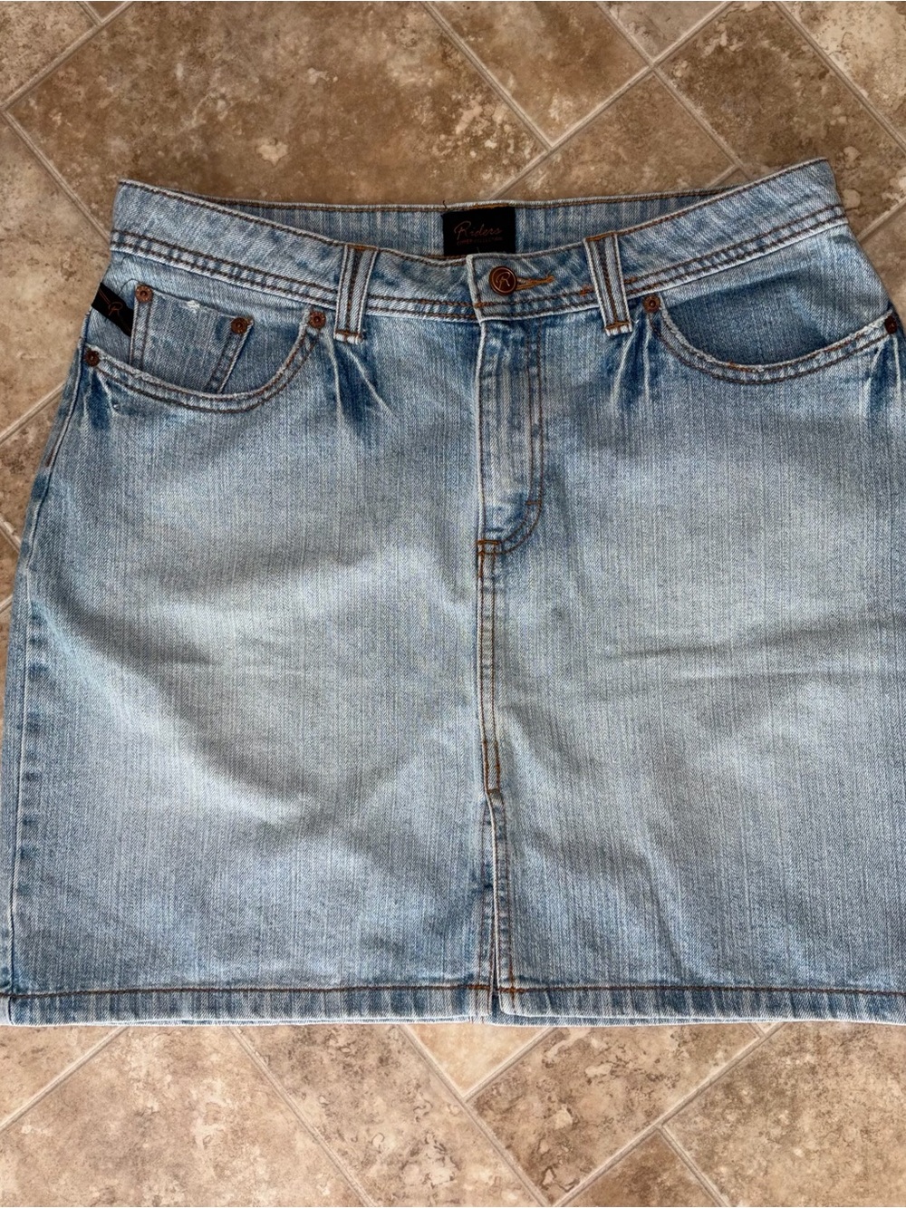 Vintage Y2K Riders Denim Mini Light Wash Skirt